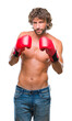 © Krakenimages.com - Handsome hispanic boxer man wearing boxing gloves over isolated background skeptic and nervous, frowning upset because of problem. Negative person.