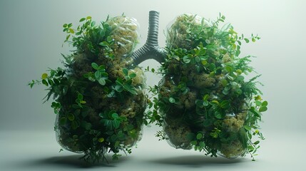 Lungs made out of tree branches and leaves