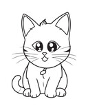 Fototapeta Koty - Cute Cat Vector, Cat Coloring Page, Beautiful Cat Black and White, Cat Vector illustration 