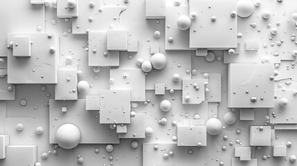 Pattern with 3D cubes. Abstract mosaic of white squares and balls