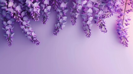 a wisteria floral banner accentuated by a purple gradient background, offering a spacious blank area ideal for customized content.