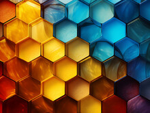 Vibrant Honeycomb Honey Pattern Creates Abstract, Colorful Mosaic Background