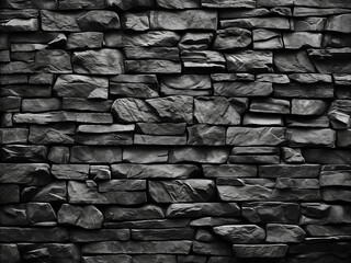 Wall Mural - Stone wall texture captured in black and white against dark gray