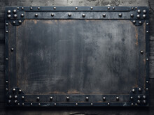 Metal Rivets And Stone Plaque On Grunge-style Backdrop