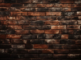 Wall Mural - Background of dark surface wallpaper accentuates grunge texture on old brick wall