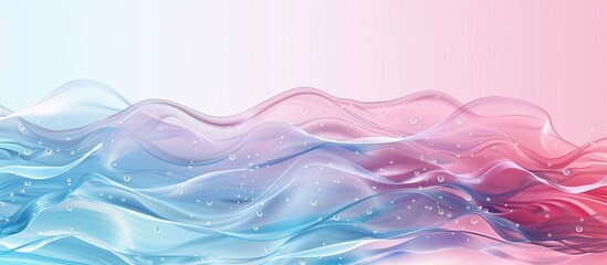 Wall Mural - A detailed closeup of a swirling blend of pink and blue waves against a soft pink background, resembling a liquid cloud pattern in shades of magenta and electric blue