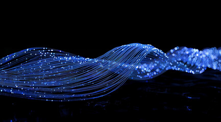 Glowing Fiber Optic Cables with Bokeh Effect

