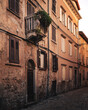 Narrow streets in the old town of Rovinj, Croatia