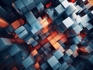 Wall Mural - vibrant illustration: 3d blocks bring depth to the graphic design