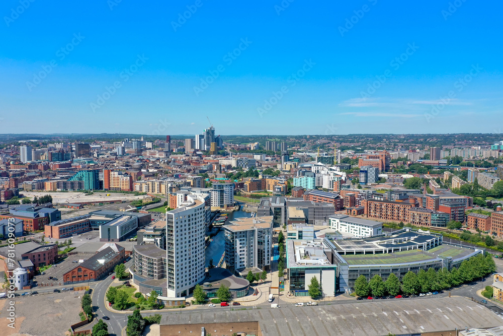 Aerial photo of the Leeds city centre showing the area called The Leeds ...