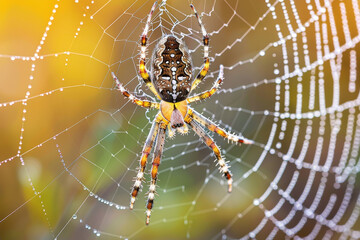 A spider is sitting in a spider web