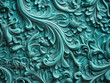 Flat vertical surface displays wandering turquoise relief