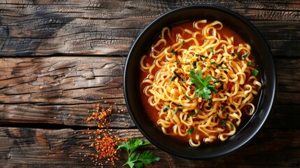 Poster - Bowl of spaghetti with sauce and parsley