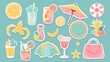 Cute summer stickers for your planner or scrapbook. Featuring beachy items like cocktails, bags, ice cream, bikinis, and beach hats. Perfect for capturing your summer memories.