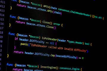 Programmer is developing with go code. Can be used as technology background.