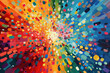 Abstract, colorful pointillism explosion.