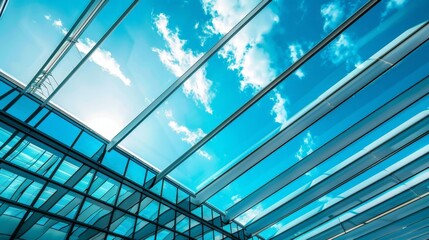 Wall Mural - Glass building with sky view