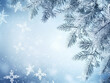 Winter minimal beautiful background with fir tree with snow.