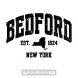 Bedford text effect vector. Editable college t-shirt design printable text effect vector