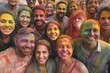 © Natasha  - Group of vibrant people covered in Holi powder smiling at the camera
