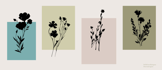 Wall Mural - Meadow flowers vector illustration. Botanical header background