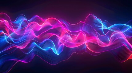 Wall Mural - Holographic Neon Fluid Waves Dark Background, abstract background with waves