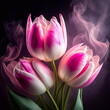 Makro kwiaty, różowe tulipany. Tapeta kwiatowa. Dekoracja ścienna. Bukiet kwiatów tulipanów. Abstrakcyjne kwiaty