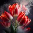 Wiosenne makro kwiaty, czerwone tulipany. Tapeta kwiatowa ścienna, dekoracja. Bukiet kwiatów tulipanów. Abstrakcyjne kwiaty