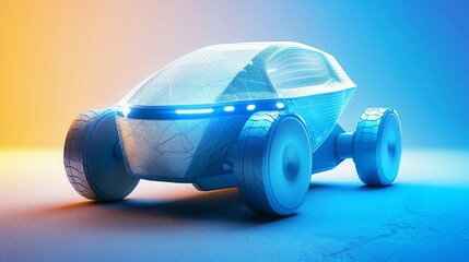 Wall Mural - 3D illustration of an autonomous vehicle equipped with advanced artificial intelligence technology for driverless navigation - Concept of future car software and autonomous driving
