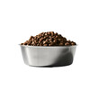 Dog food close up, side view of pet food in bowl, Isolated on Transparent Background, PNG