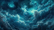 mystical cosmic cloudscape, swirling blue and teal nebula with stars, digital art fantasy background
