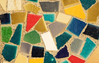 Wall Mural - A mosaic made of broken pieces of colored glass