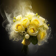 Makro kwiaty, żółte róże. Tapeta kwiatowa. Bukiet kwiatów róż. Dekoracja ścienna. Wzór kwiatowy