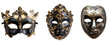 Group of Masks for Carnival and Opera, Isolated on Transparent Background, PNG