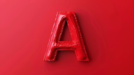 Poster - A red letter a made of plastic on top of a bright background, AI