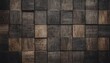 a detailed closeup of a hardwood wall featuring small rectangular wooden squares the varying tints and shades of brown create a unique artlike pattern