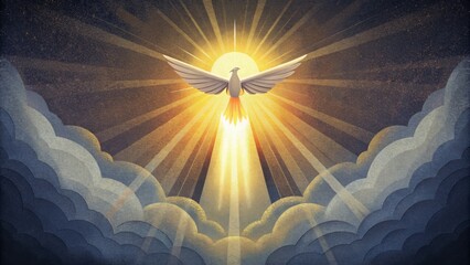 Wall Mural - A ray of light breaking through the darkness Just as a beam of light can illuminate a dark room the Holy Spirits arrival at Pentecost brought