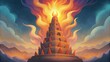 The Tower in Flames In the illustrations of the Tower of Babel it is often depicted as being struck by lightning or engulfed in flames as a