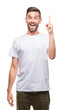 © Krakenimages.com - Young handsome man over isolated background pointing finger up with successful idea. Exited and happy. Number one.