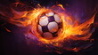 an orange soccer ball on fire, generative ai