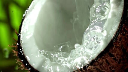 Canvas Print - Super slow motion coconut with splashes. High quality FullHD footage