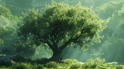 Wall Mural - Tree standing field