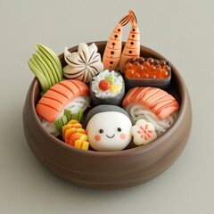 Wall Mural - Cute Hitsumabushi food, 3d clay icon