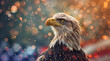 Wallpaper of an eagle and the background of the celebration of the 4th of July of the United States