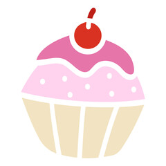 Canvas Print - cupcake with cherry illustration