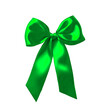 Green satin ribbon bow. Bow on transparent background clipart