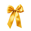 Yellow satin ribbon bow. Bow on transparent background clipart