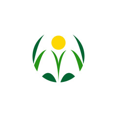 Wall Mural - letter m green field farm logo vector icon