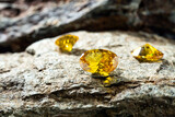 Fototapeta Do przedpokoju - Natural yellow Sapphire gemstone, Jewel or gems on stone, close up shot