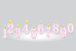 Colorful candle numbers. Birthday celebration set. Party decoration element. Vector illustration. EPS 10.